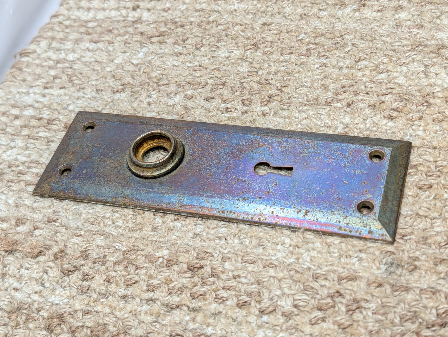 2 1/4" x 7" Antique Steel Door Knob Plate