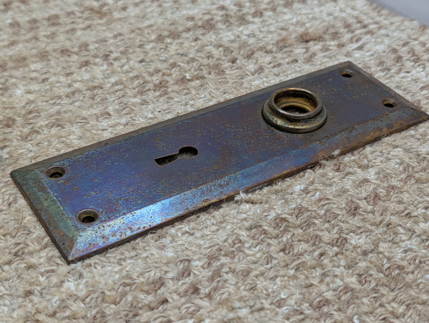 2 1/4" x 7" Antique Steel Door Knob Plate