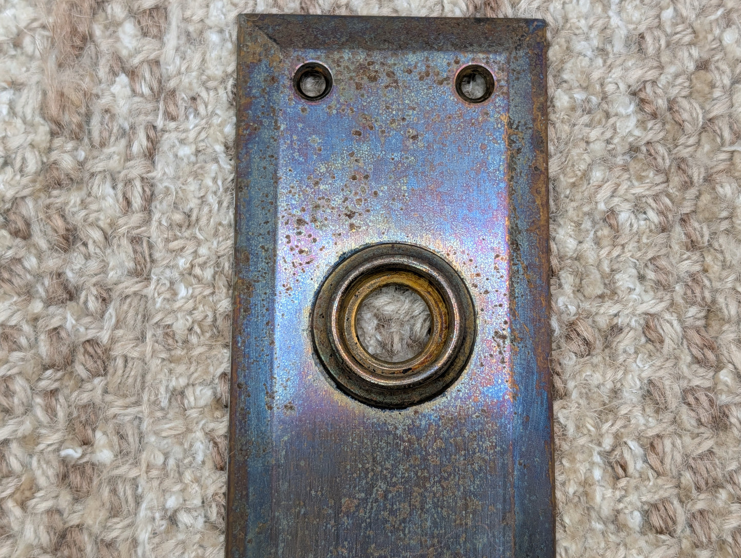 2 1/4" x 7" Antique Steel Door Knob Plate