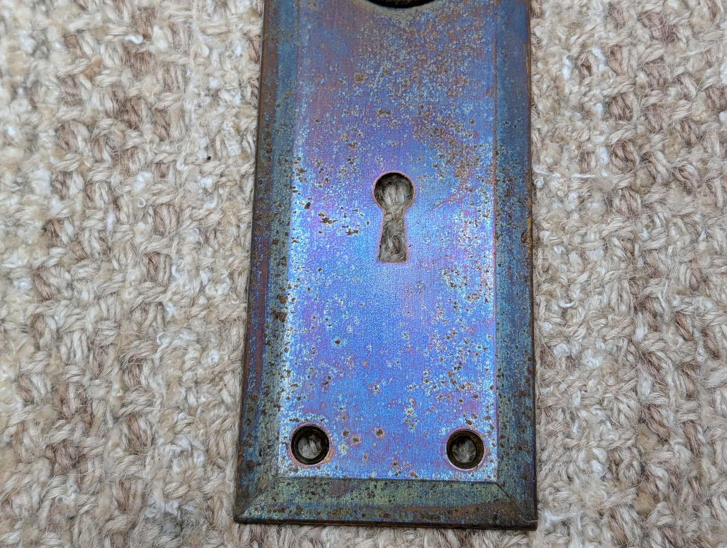 2 1/4" x 7" Antique Steel Door Knob Plate
