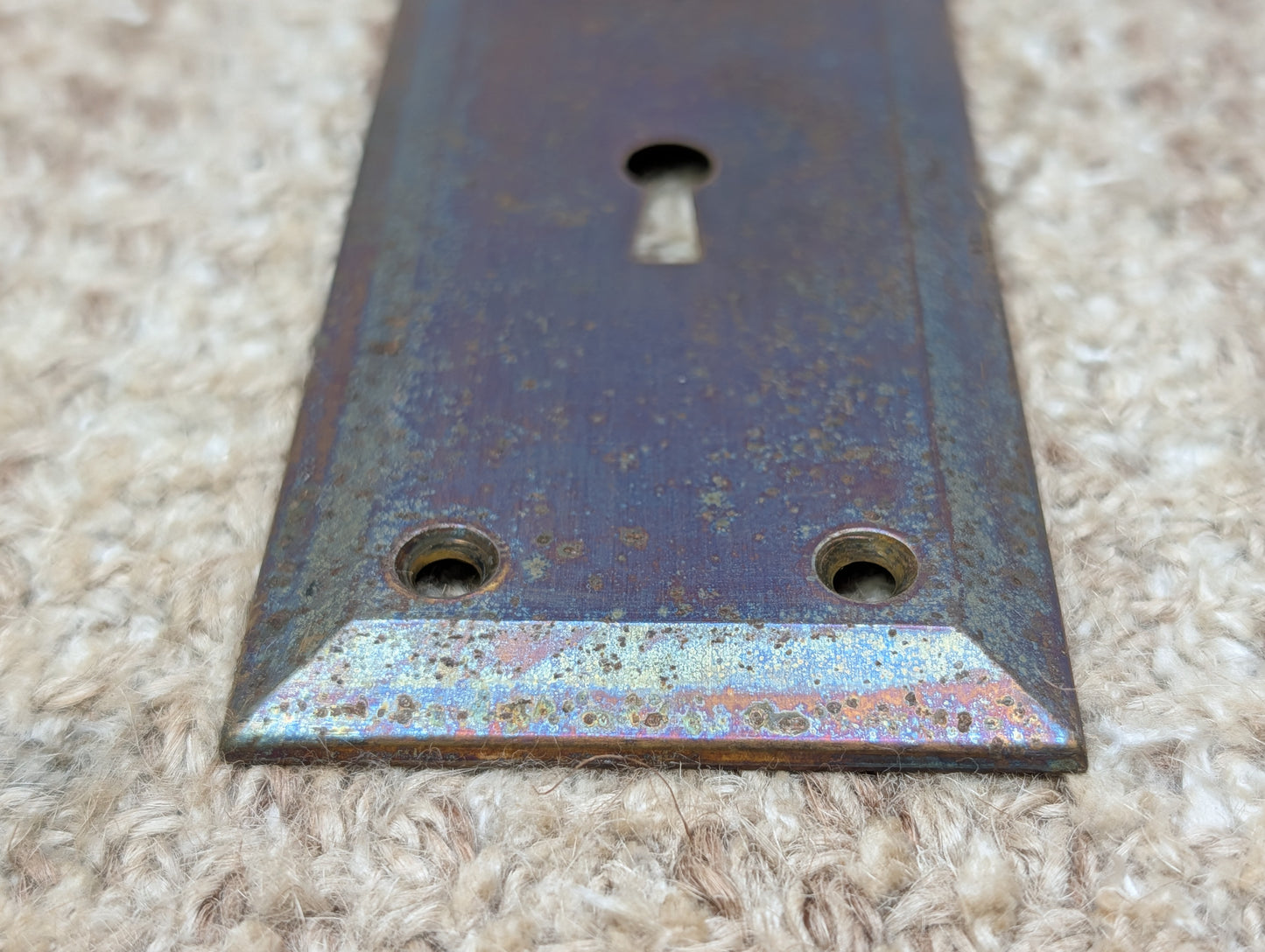 2 1/4" x 7" Antique Steel Door Knob Plate