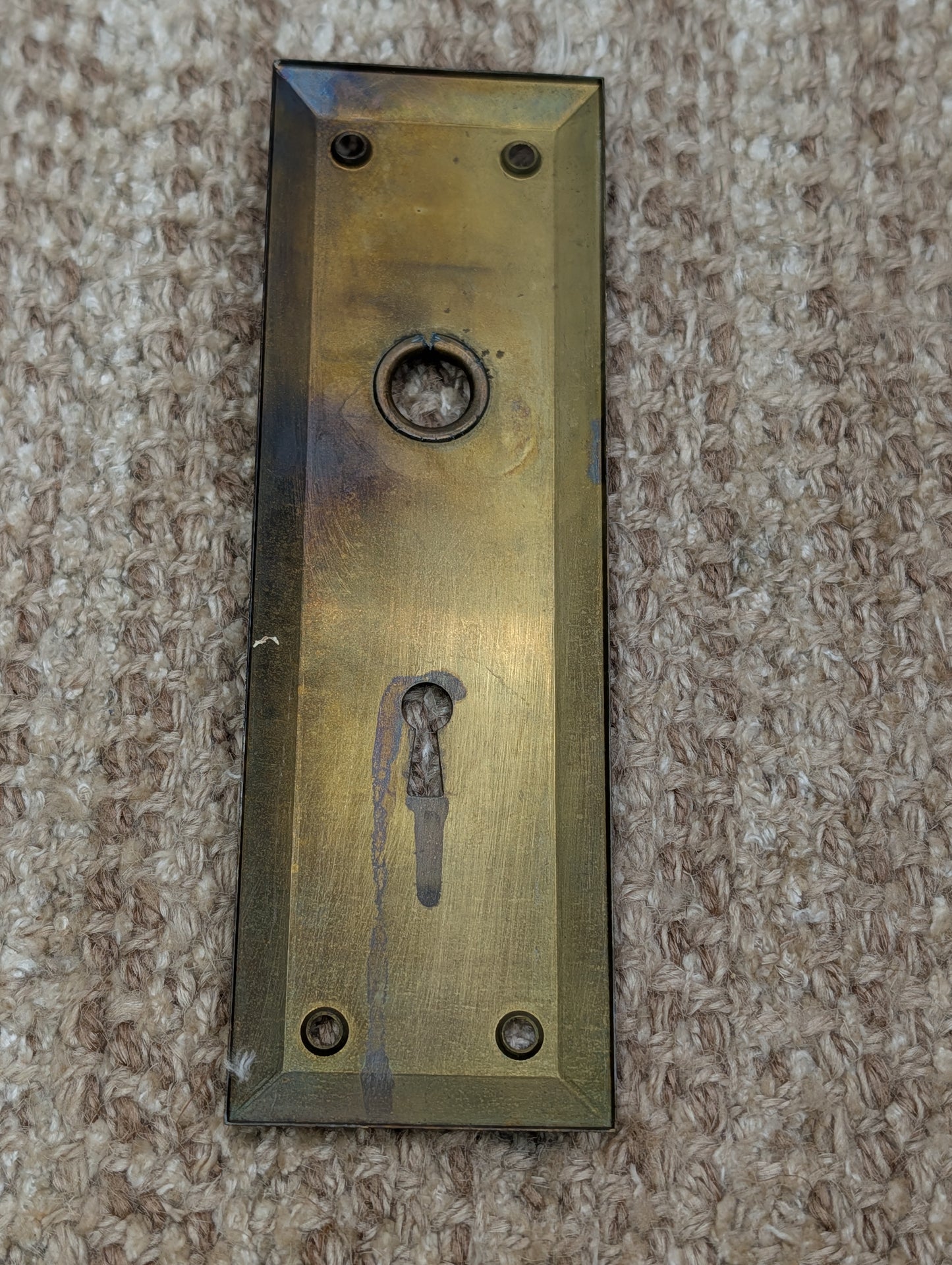 2 1/4" x 7" Antique Steel Door Knob Plate