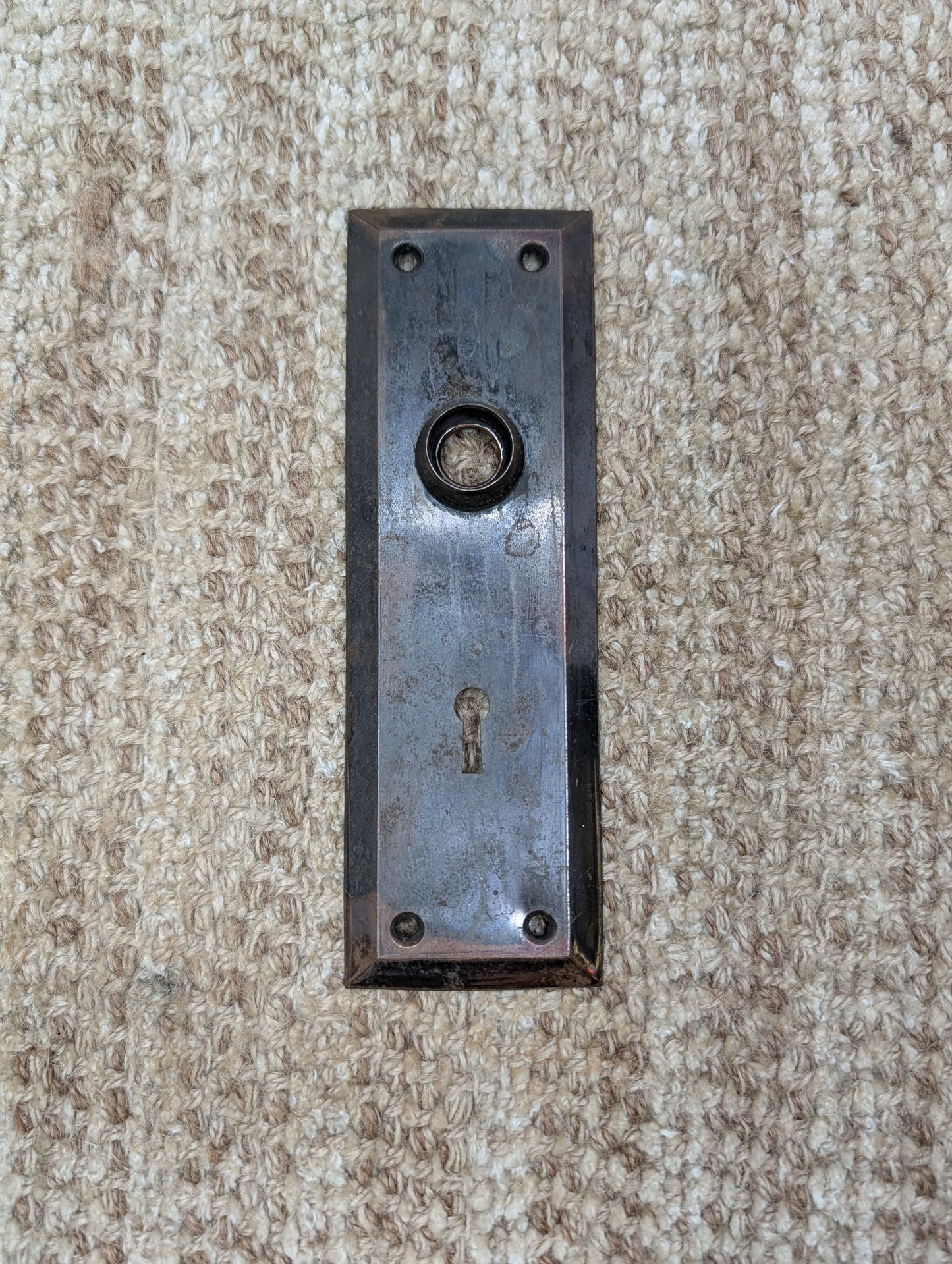 2 1/4" x 7" Antique Steel Door Knob Plate