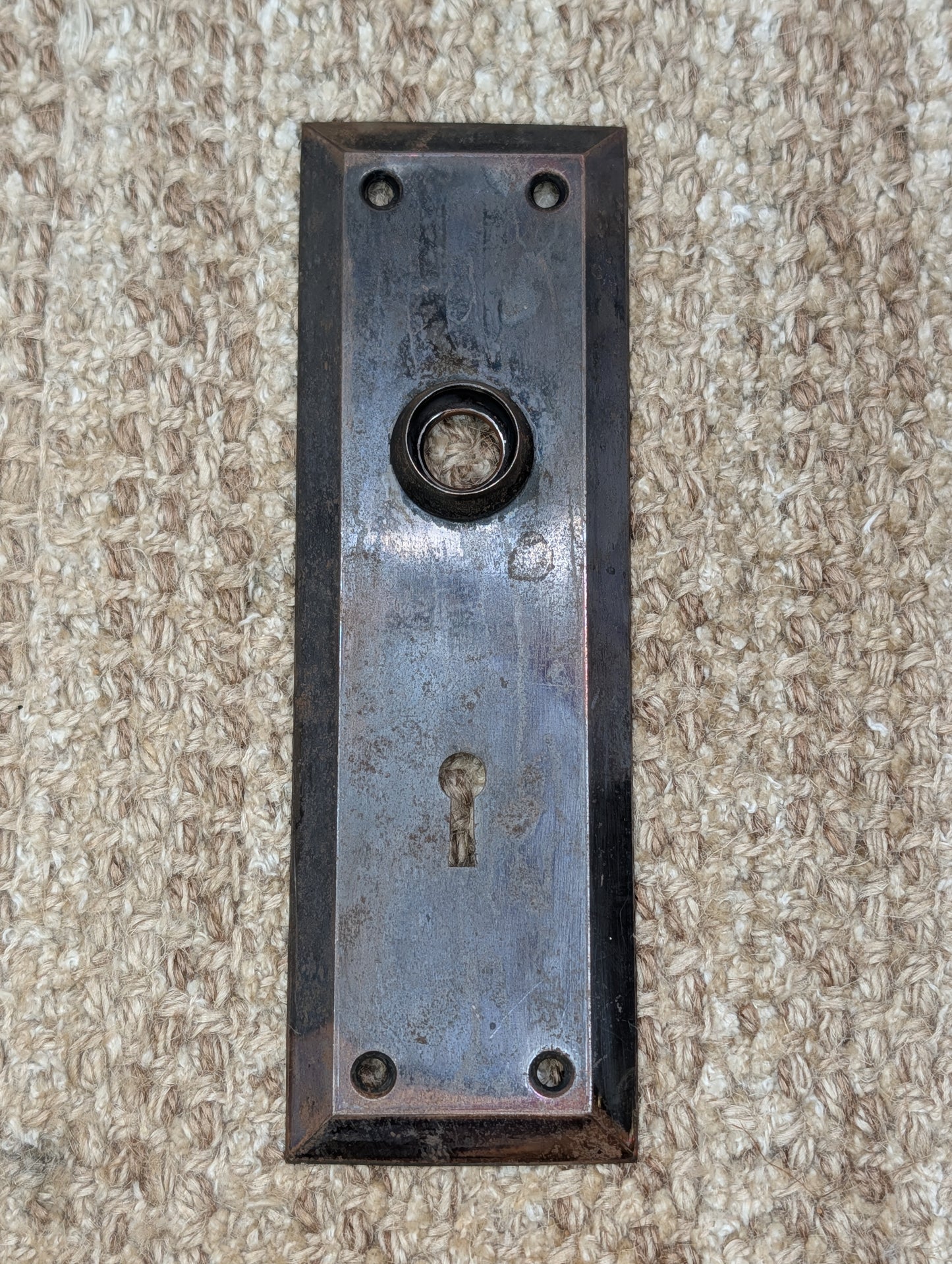 2 1/4" x 7" Antique Steel Door Knob Plate