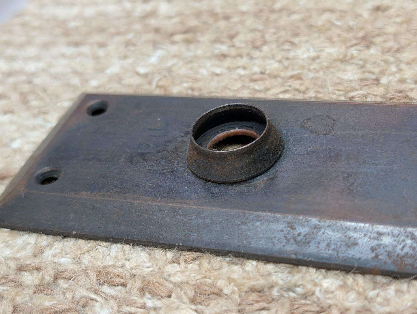 2 1/4" x 7" Antique Steel Door Knob Plate