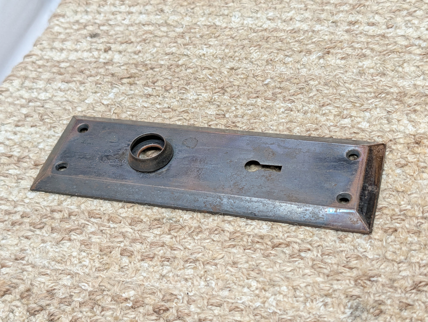 2 1/4" x 7" Antique Steel Door Knob Plate