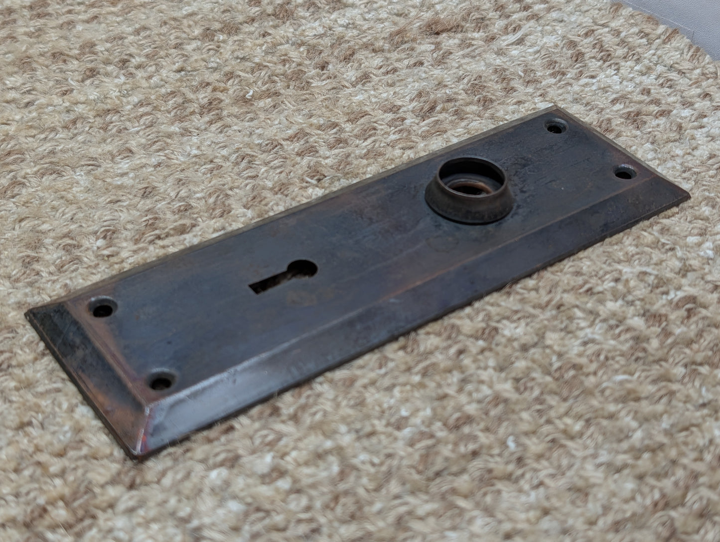 2 1/4" x 7" Antique Steel Door Knob Plate