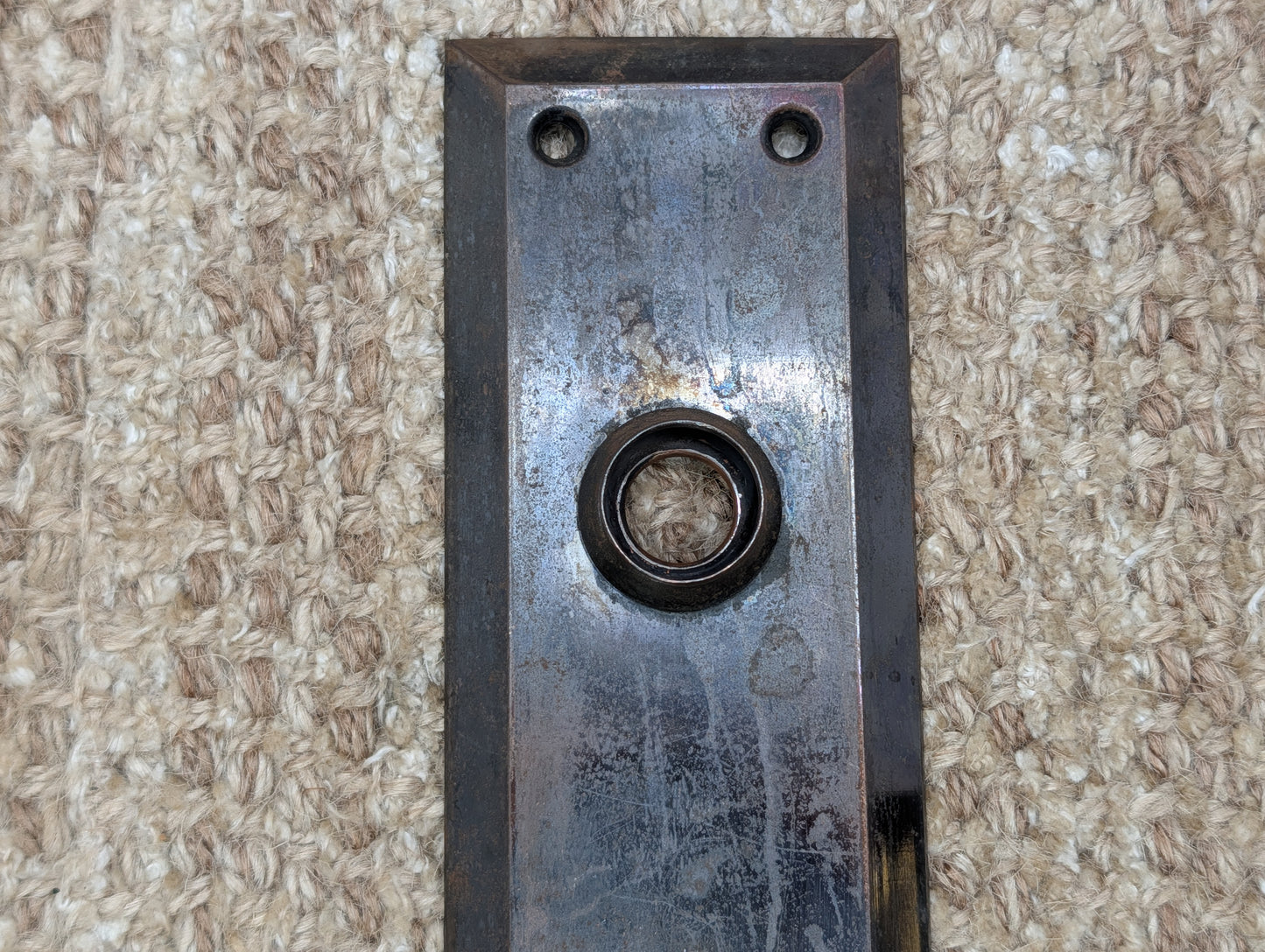 2 1/4" x 7" Antique Steel Door Knob Plate