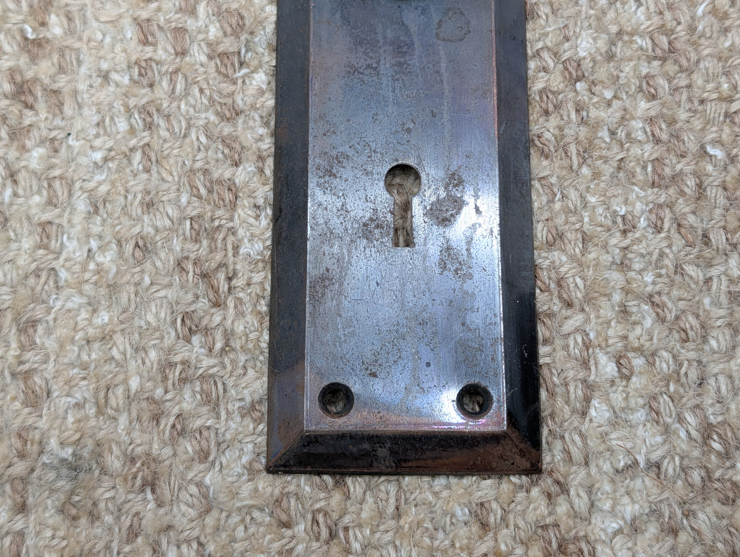 2 1/4" x 7" Antique Steel Door Knob Plate