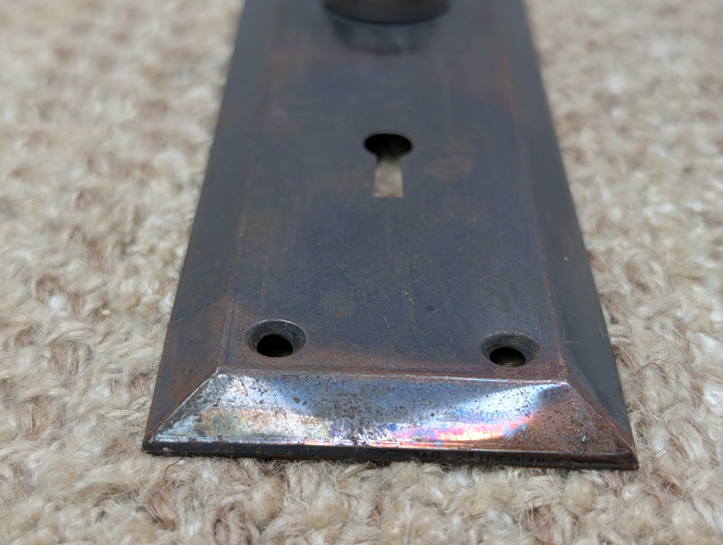 2 1/4" x 7" Antique Steel Door Knob Plate