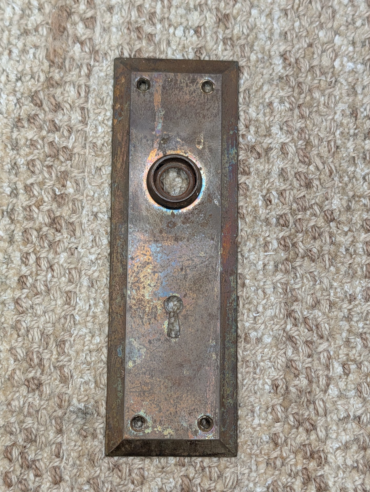 2 1/4" x 7" Antique Steel Door Knob Plate
