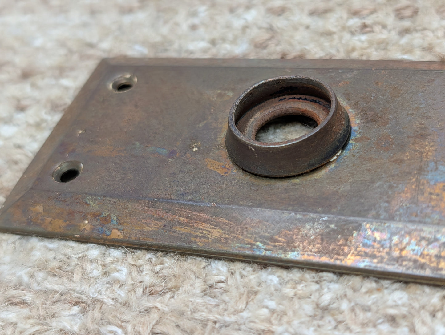 2 1/4" x 7" Antique Steel Door Knob Plate