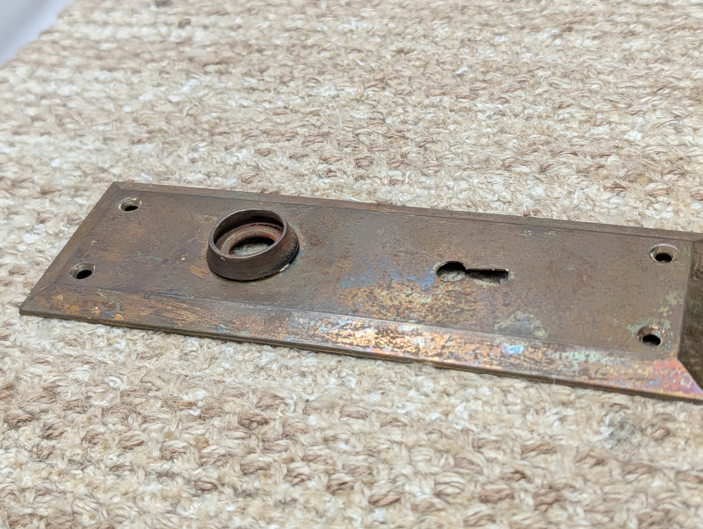 2 1/4" x 7" Antique Steel Door Knob Plate