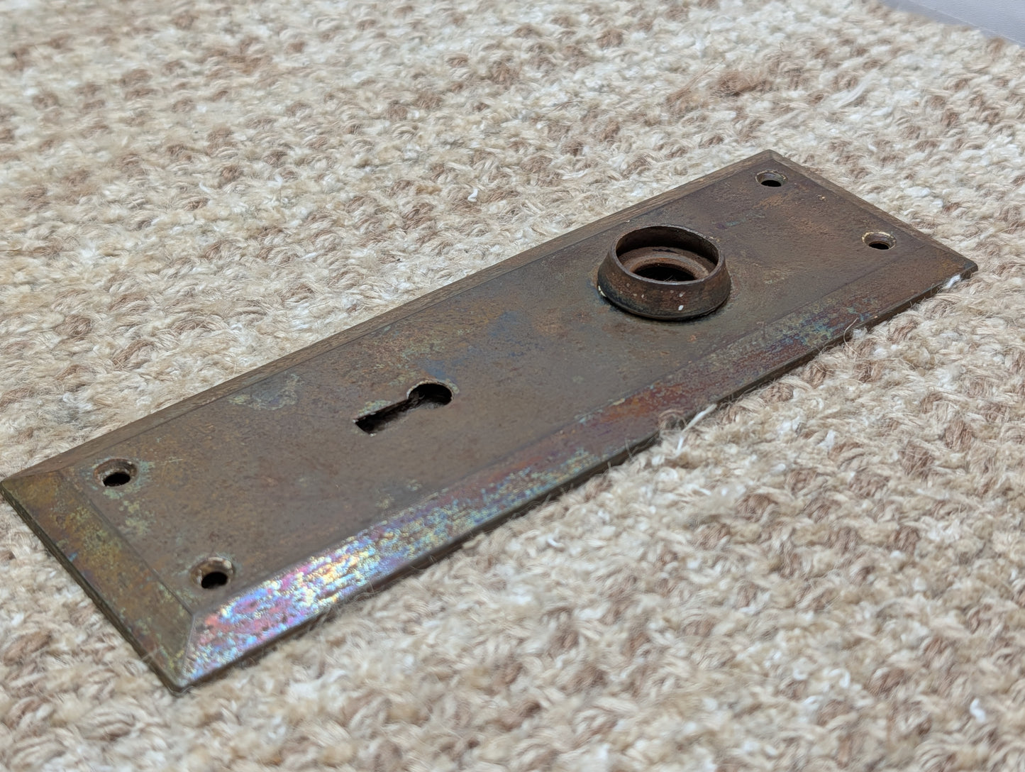 2 1/4" x 7" Antique Steel Door Knob Plate