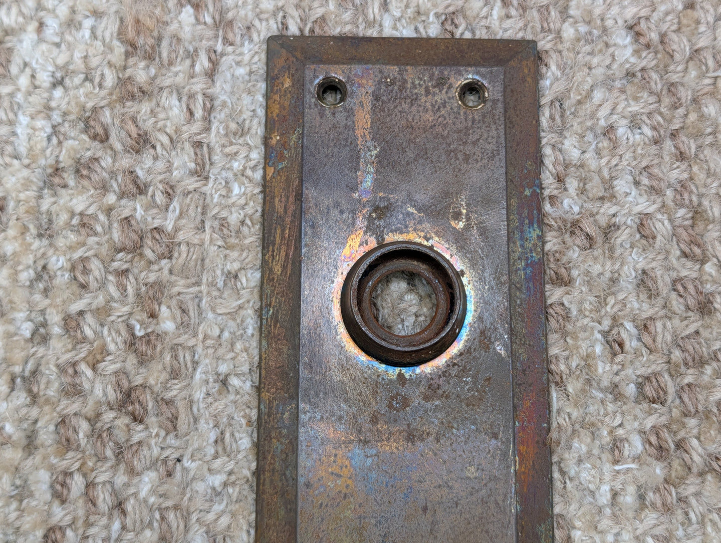 2 1/4" x 7" Antique Steel Door Knob Plate