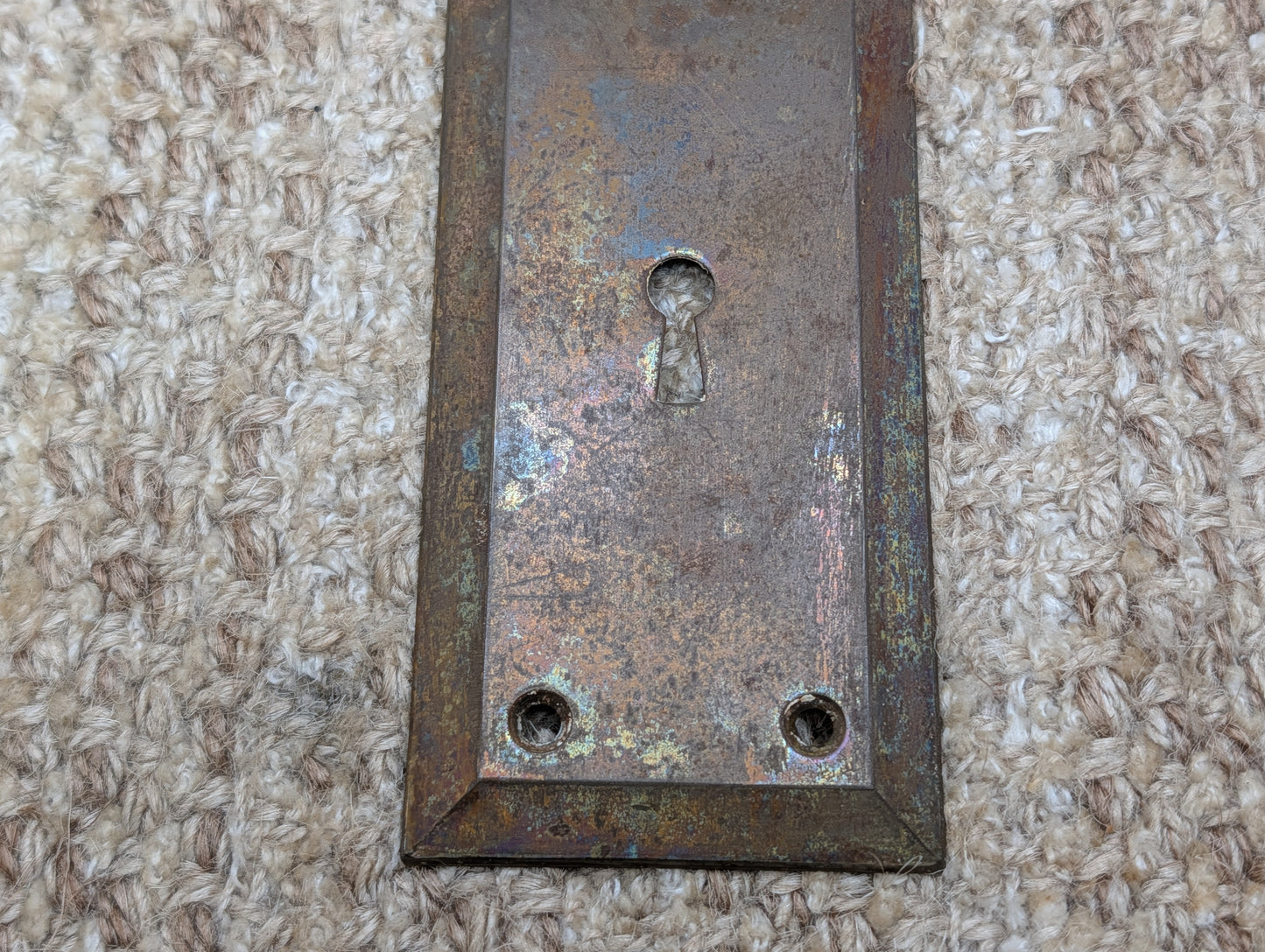 2 1/4" x 7" Antique Steel Door Knob Plate