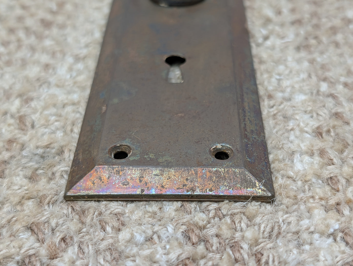 2 1/4" x 7" Antique Steel Door Knob Plate
