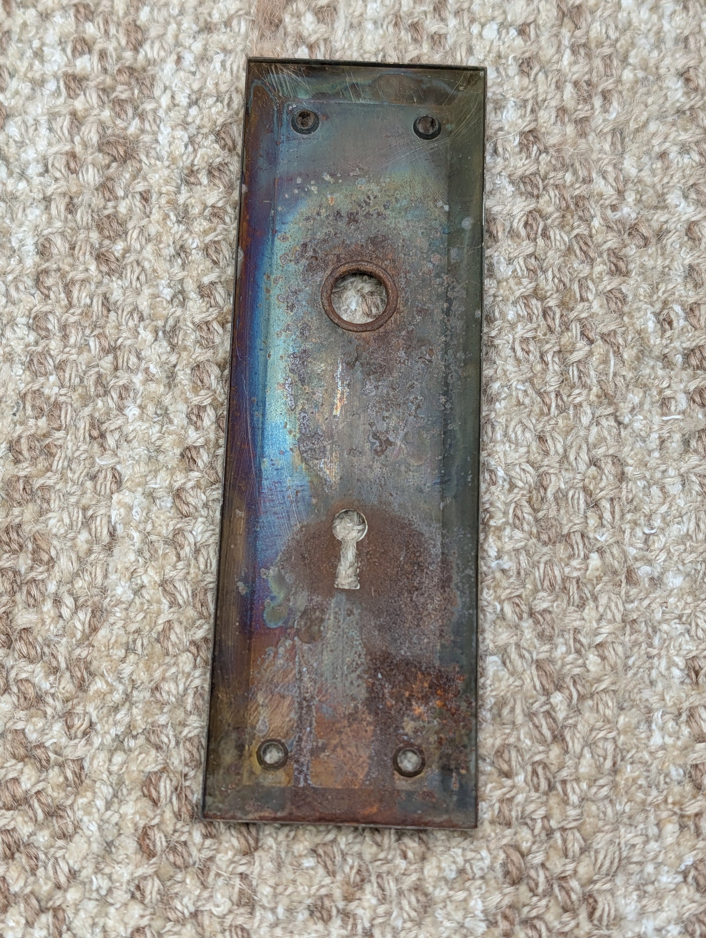 2 1/4" x 7" Antique Steel Door Knob Plate