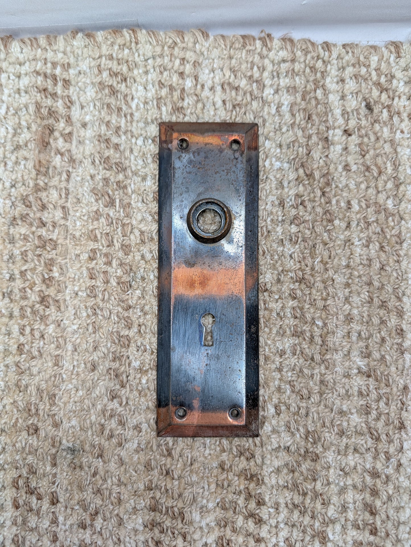 2 1/4" x 7" Antique Japanned steel Door Knob Plate