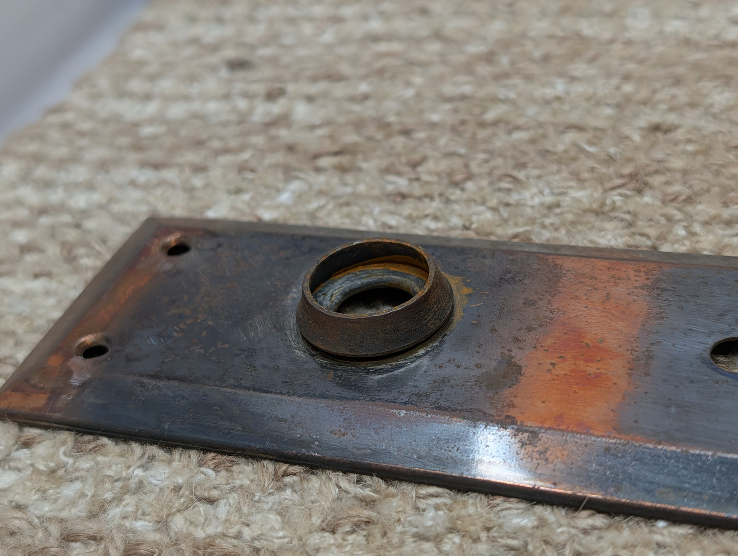 2 1/4" x 7" Antique Japanned steel Door Knob Plate