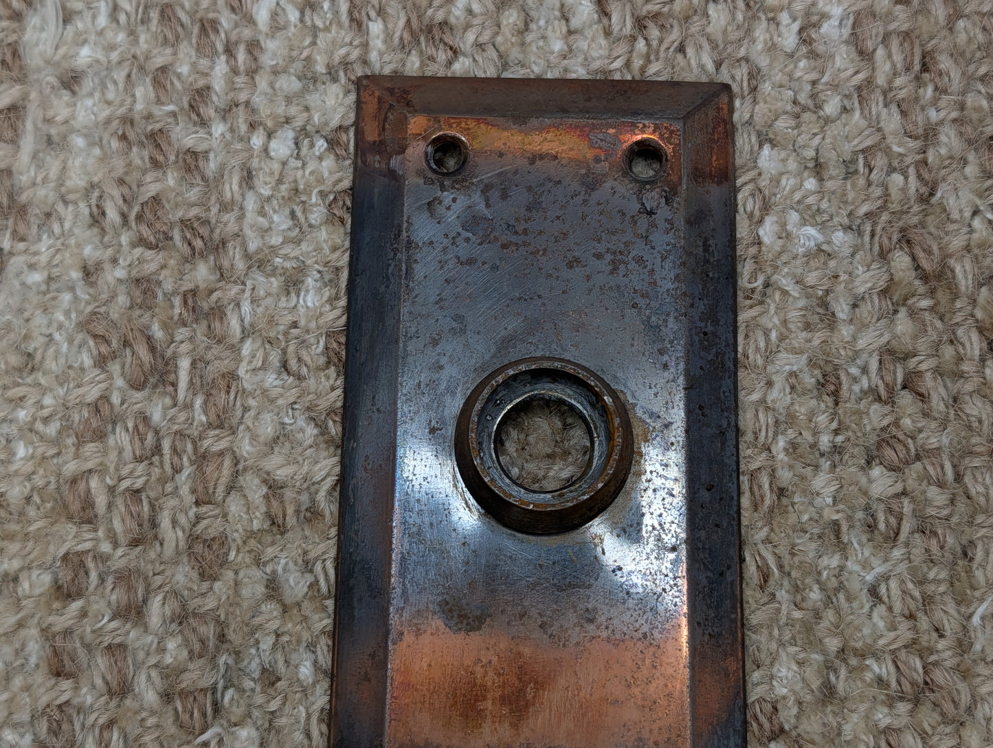 2 1/4" x 7" Antique Japanned steel Door Knob Plate