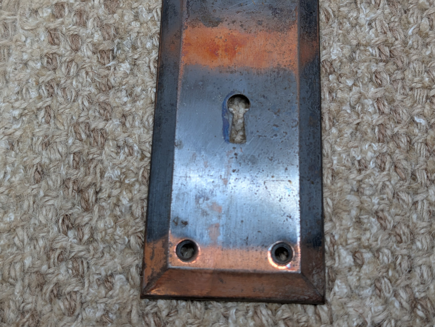 2 1/4" x 7" Antique Japanned steel Door Knob Plate