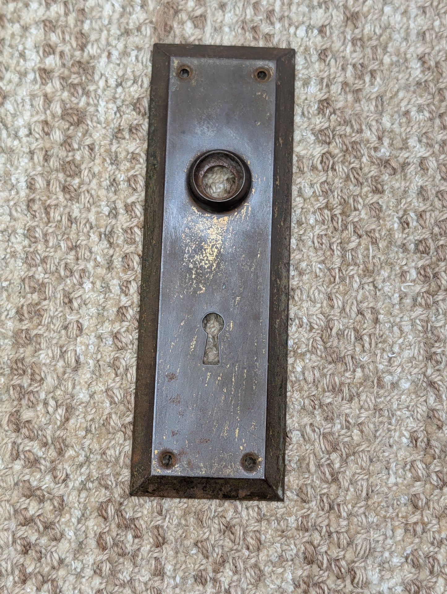 2 1/4" x 7" Antique steel Door Knob Plate