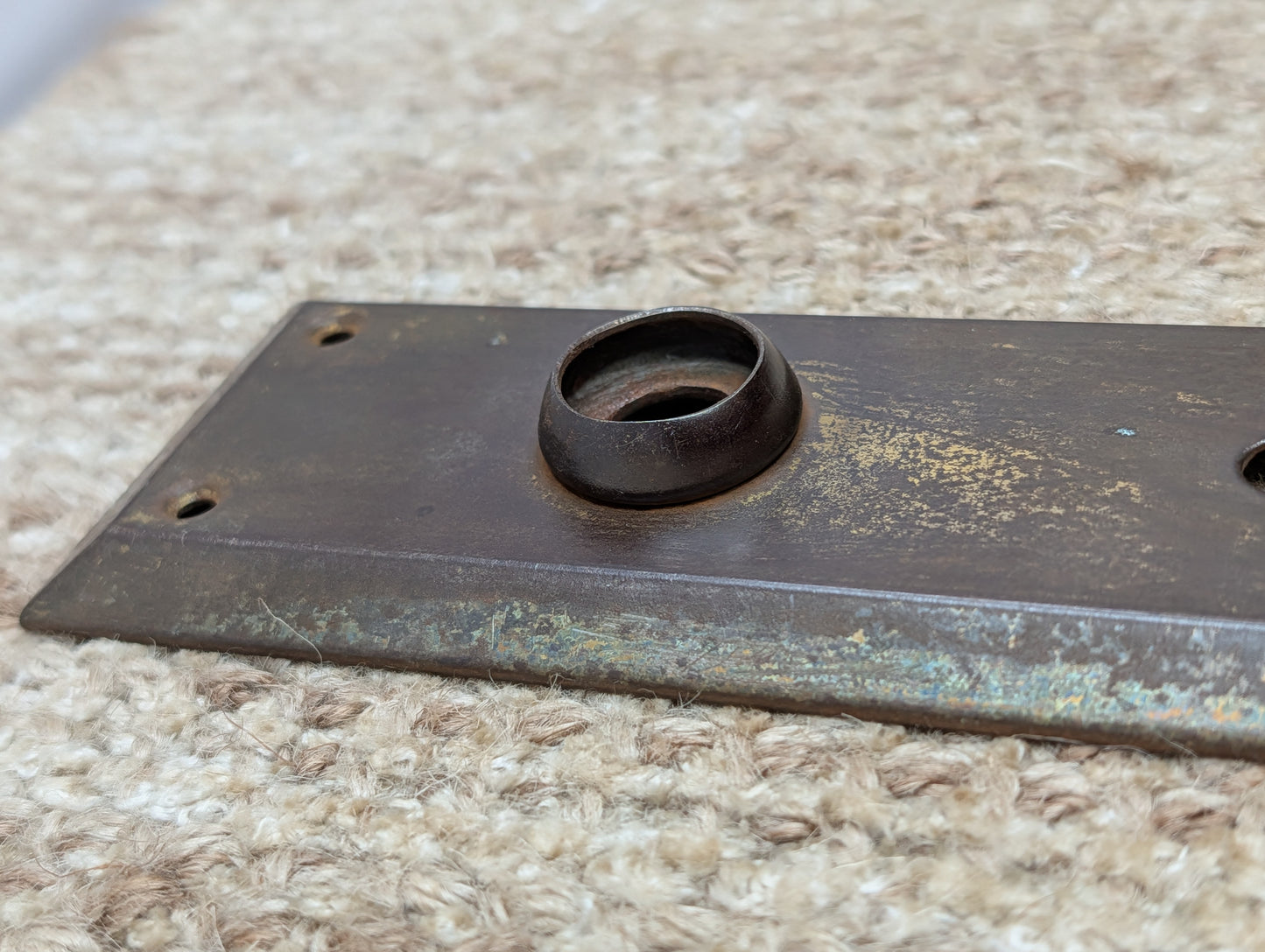 2 1/4" x 7" Antique steel Door Knob Plate
