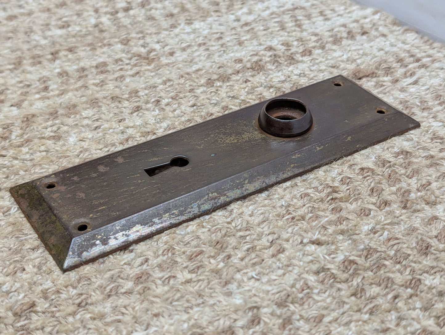 2 1/4" x 7" Antique steel Door Knob Plate