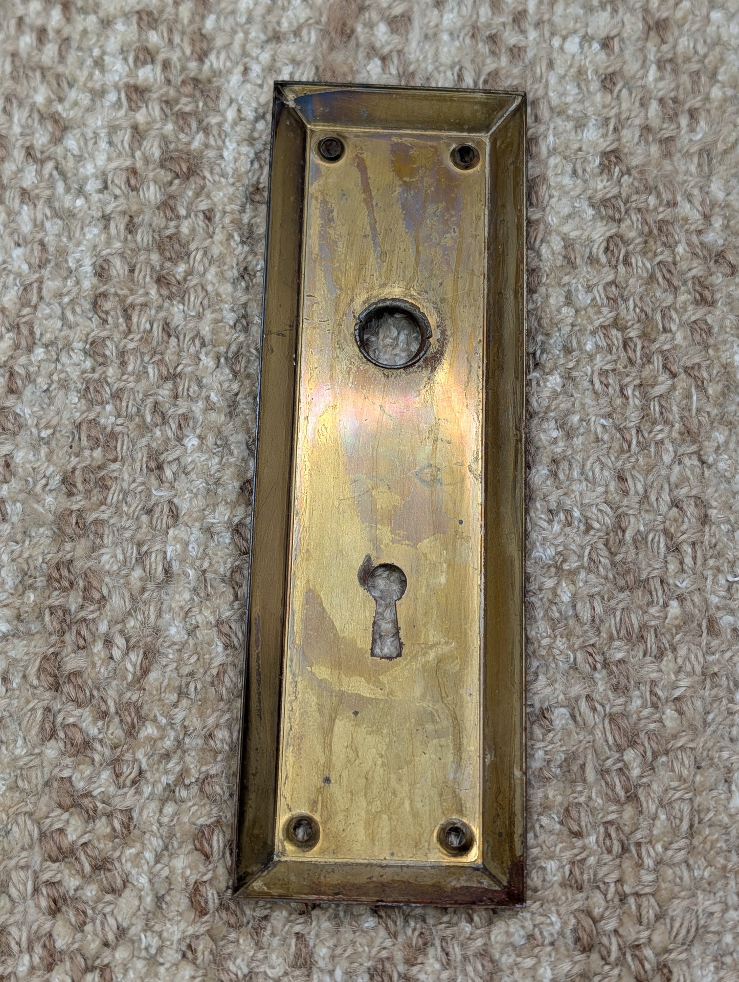 2 1/4" x 7" Antique steel Door Knob Plate