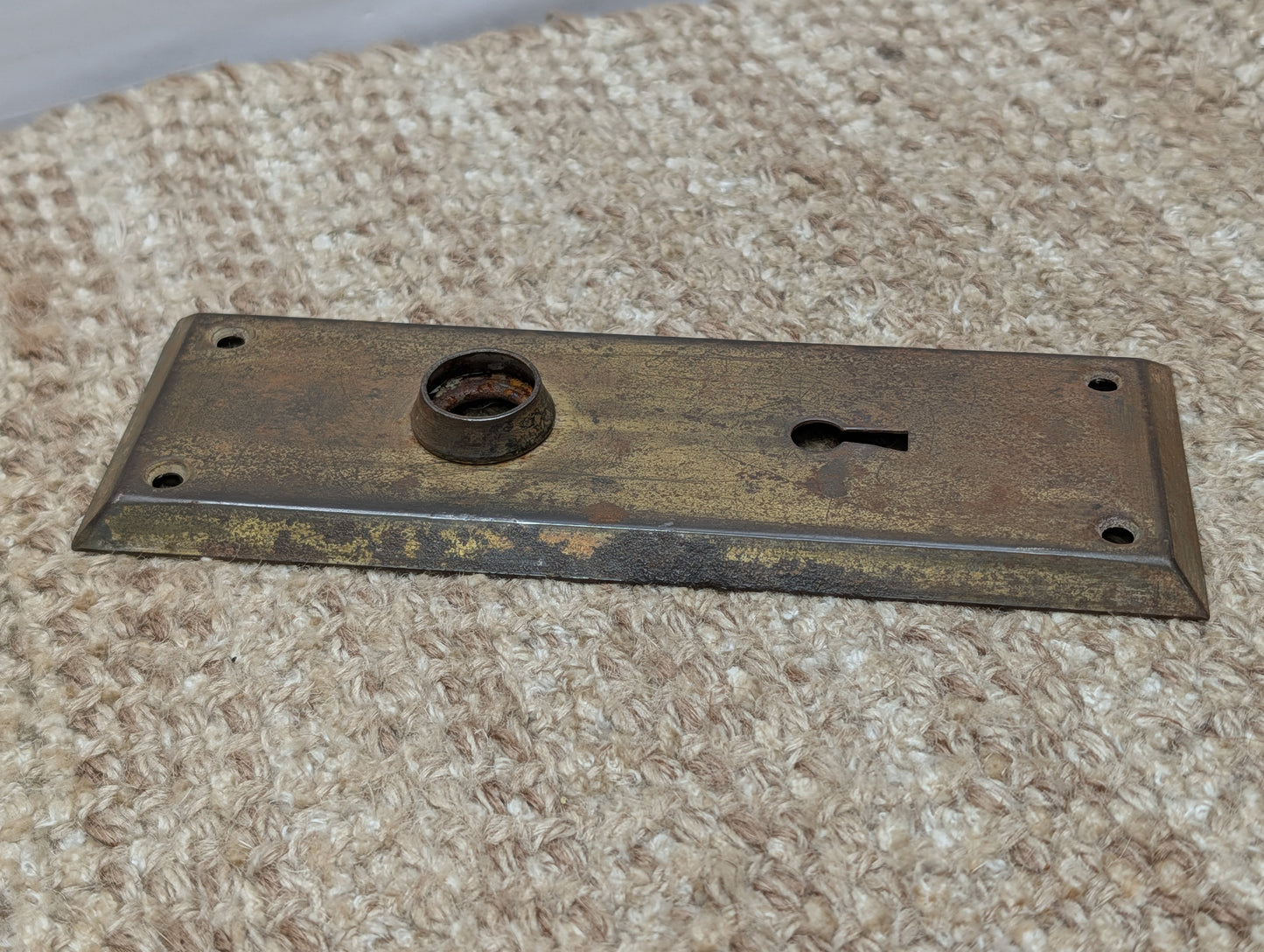 2 1/2" x 7" Antique Steel Door Knob Plate