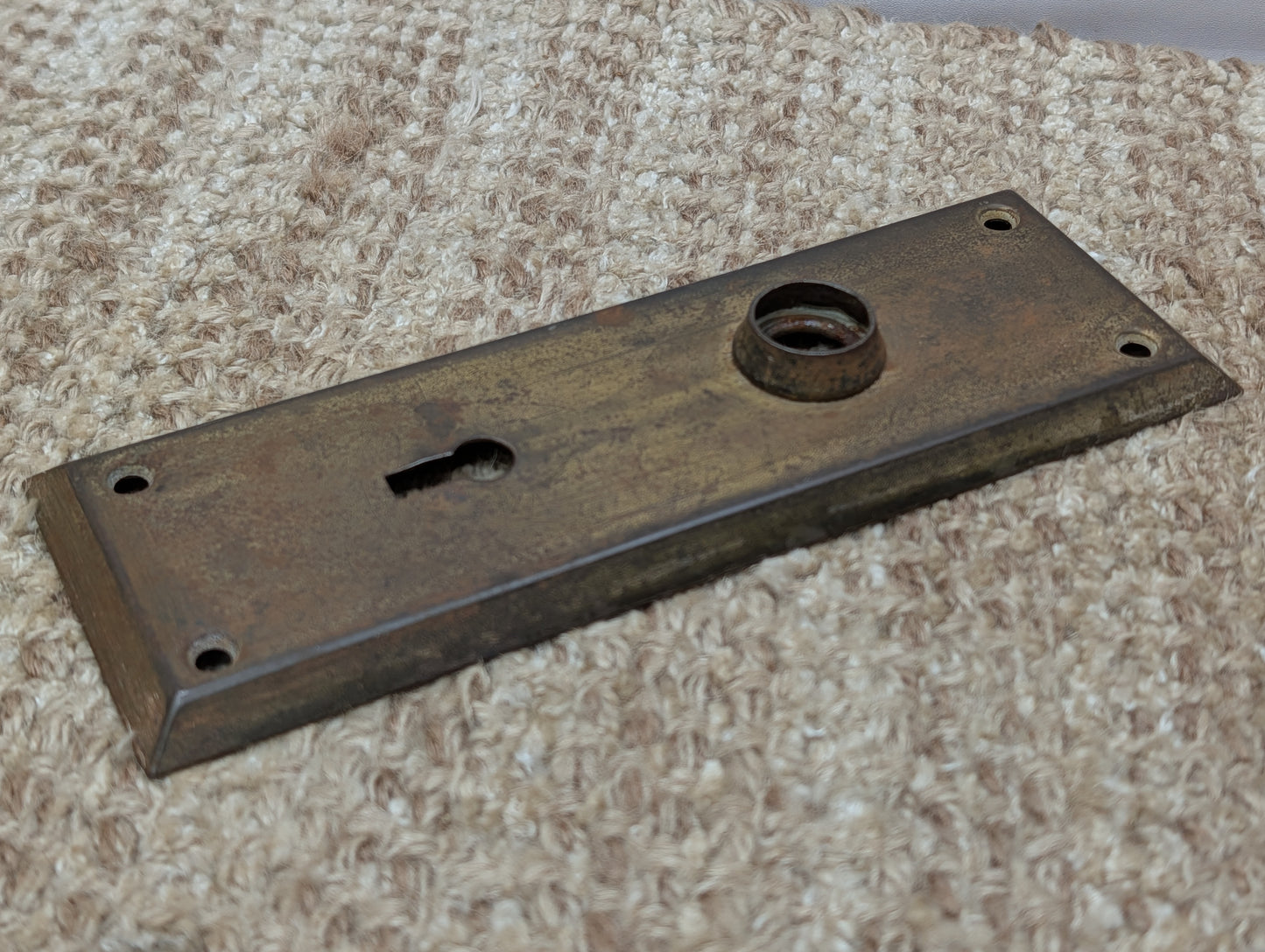 2 1/2" x 7" Antique Steel Door Knob Plate