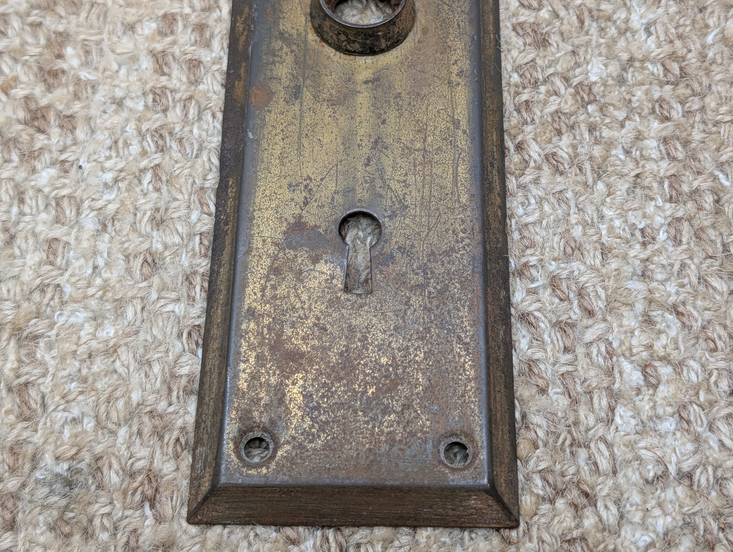 2 1/2" x 7" Antique Steel Door Knob Plate
