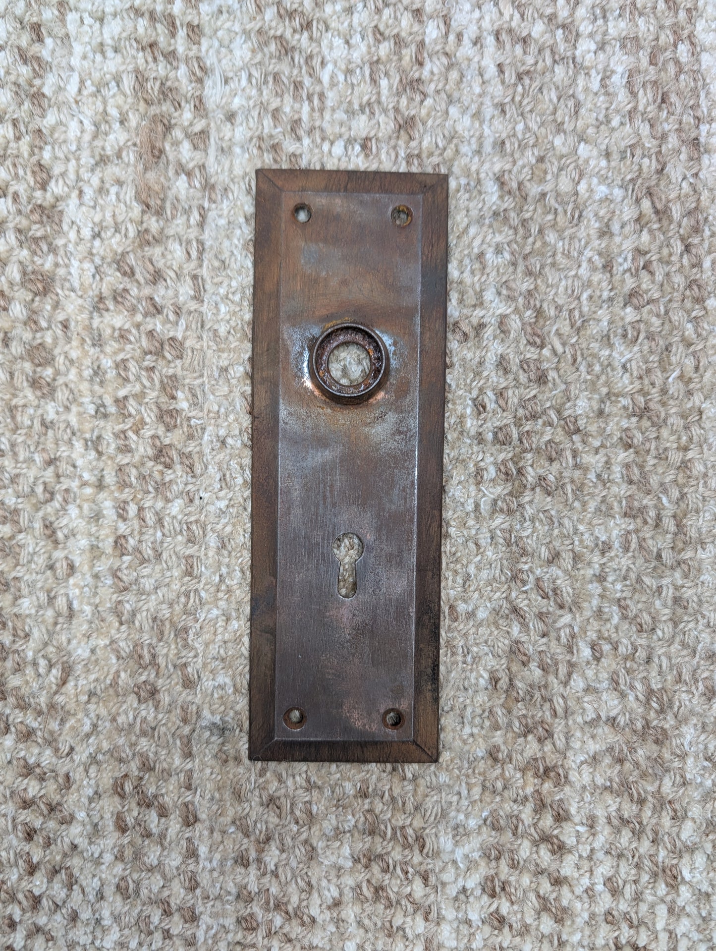 2 1/4" x 7" Antique Steel Door Knob Plate