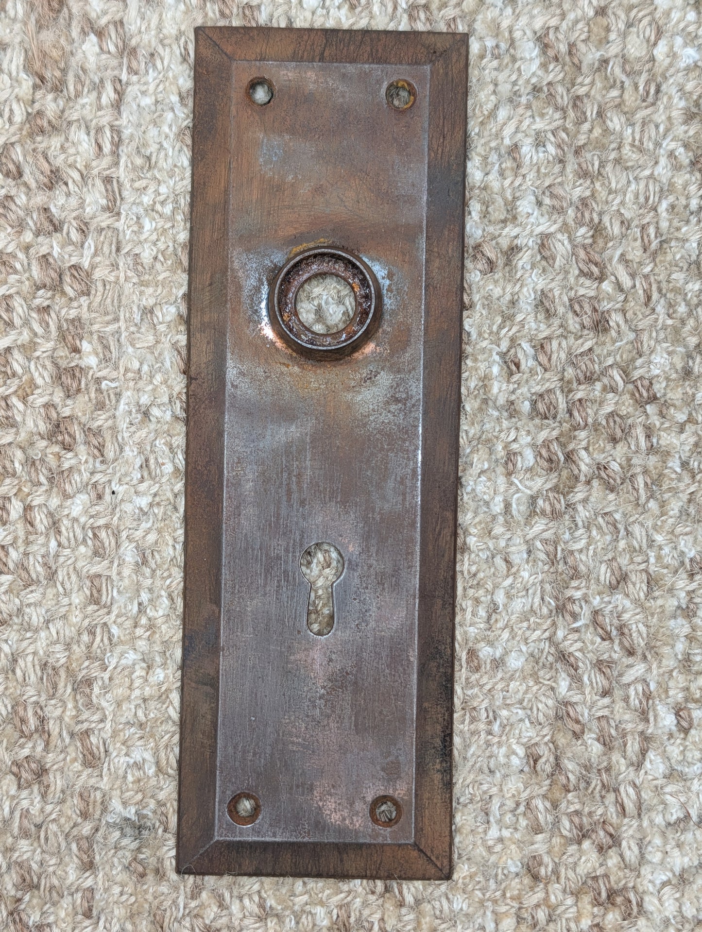 2 1/4" x 7" Antique Steel Door Knob Plate