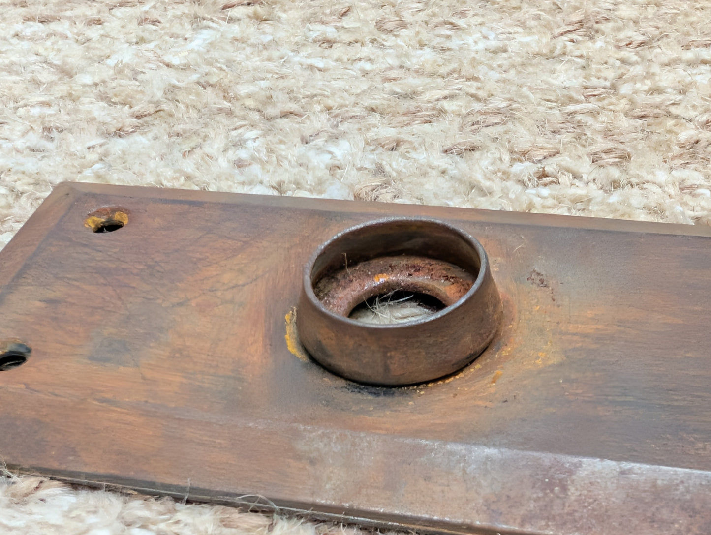 2 1/4" x 7" Antique Steel Door Knob Plate