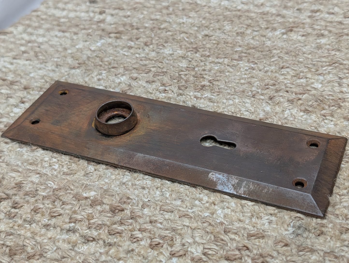 2 1/4" x 7" Antique Steel Door Knob Plate