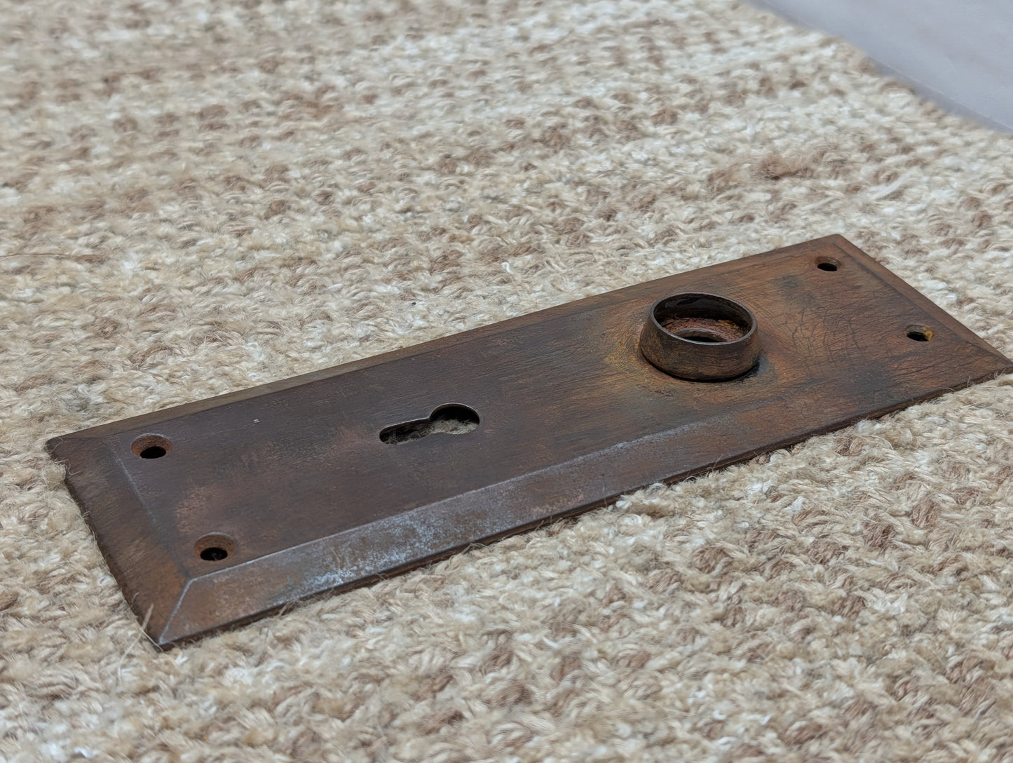 2 1/4" x 7" Antique Steel Door Knob Plate