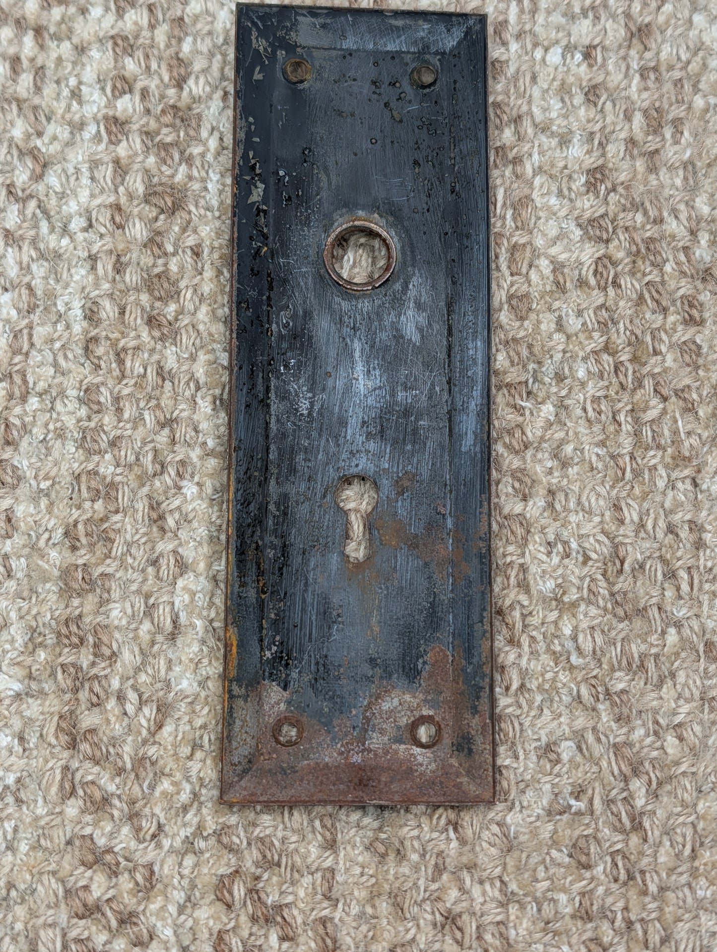 2 1/4" x 7" Antique Steel Door Knob Plate