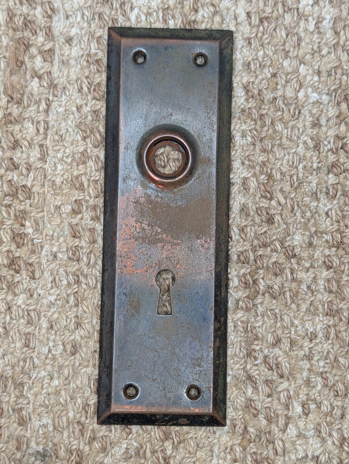 2 1/4" x 7" Antique Steel Door Knob Plate