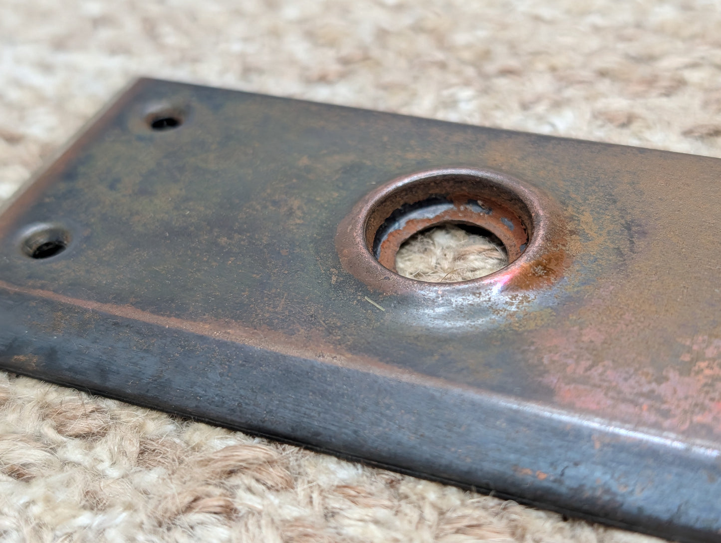 2 1/4" x 7" Antique Steel Door Knob Plate