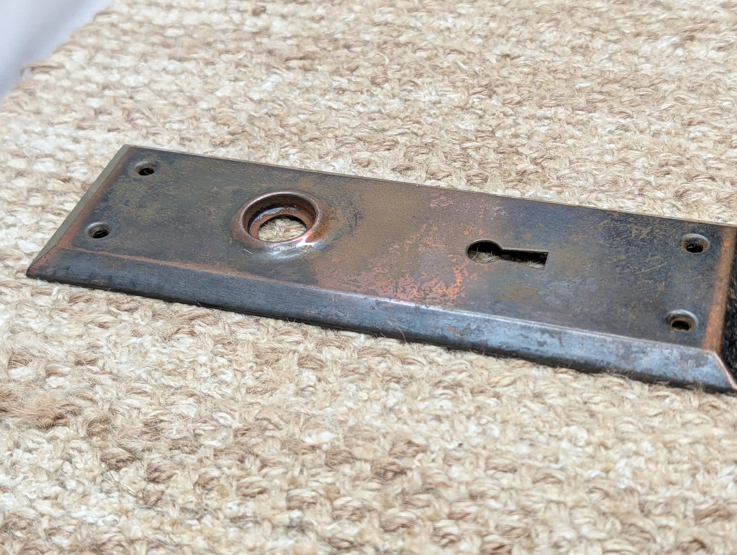 2 1/4" x 7" Antique Steel Door Knob Plate