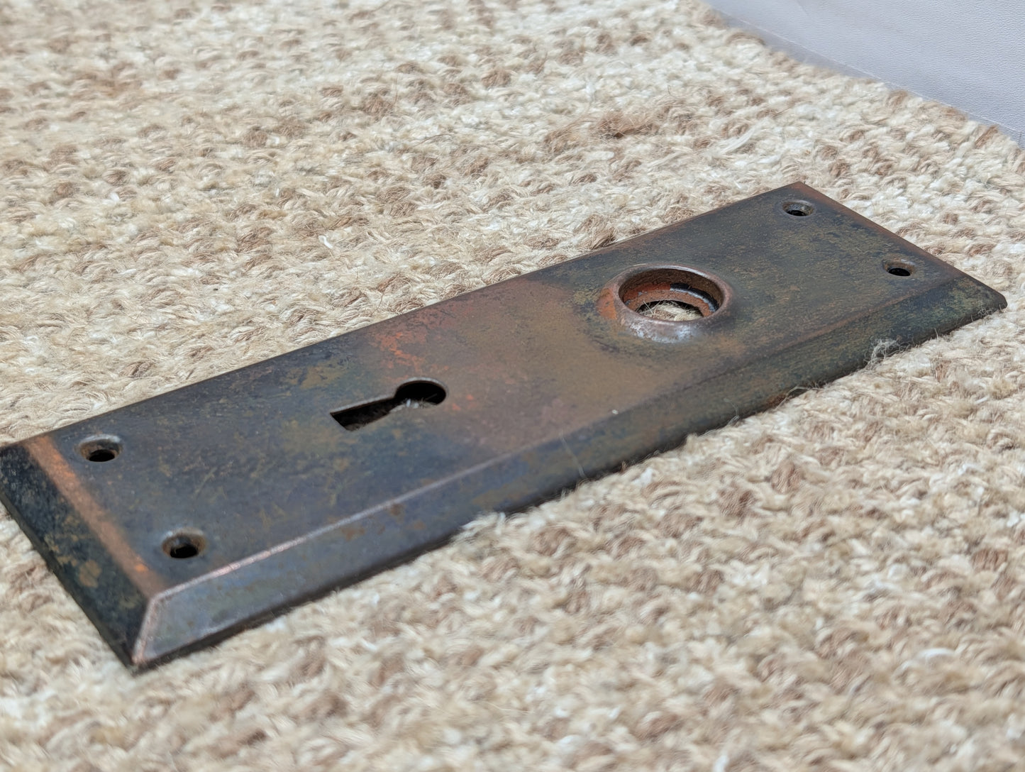 2 1/4" x 7" Antique Steel Door Knob Plate