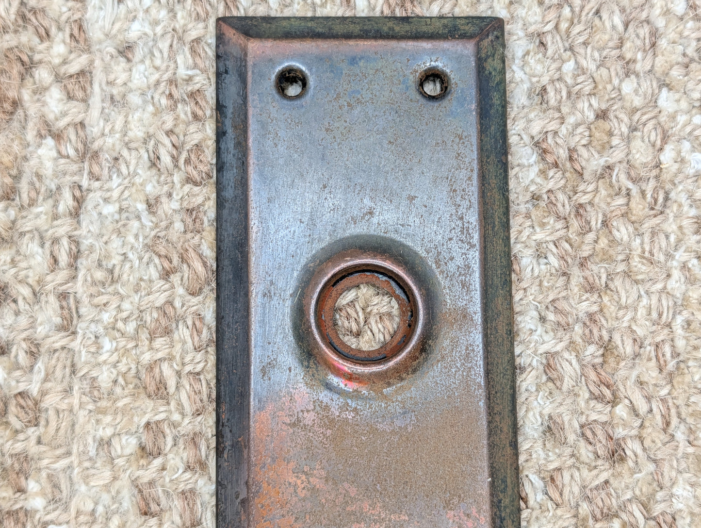 2 1/4" x 7" Antique Steel Door Knob Plate