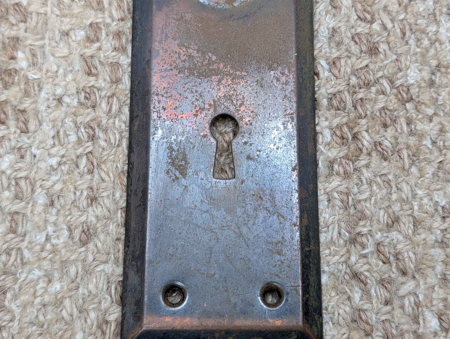 2 1/4" x 7" Antique Steel Door Knob Plate