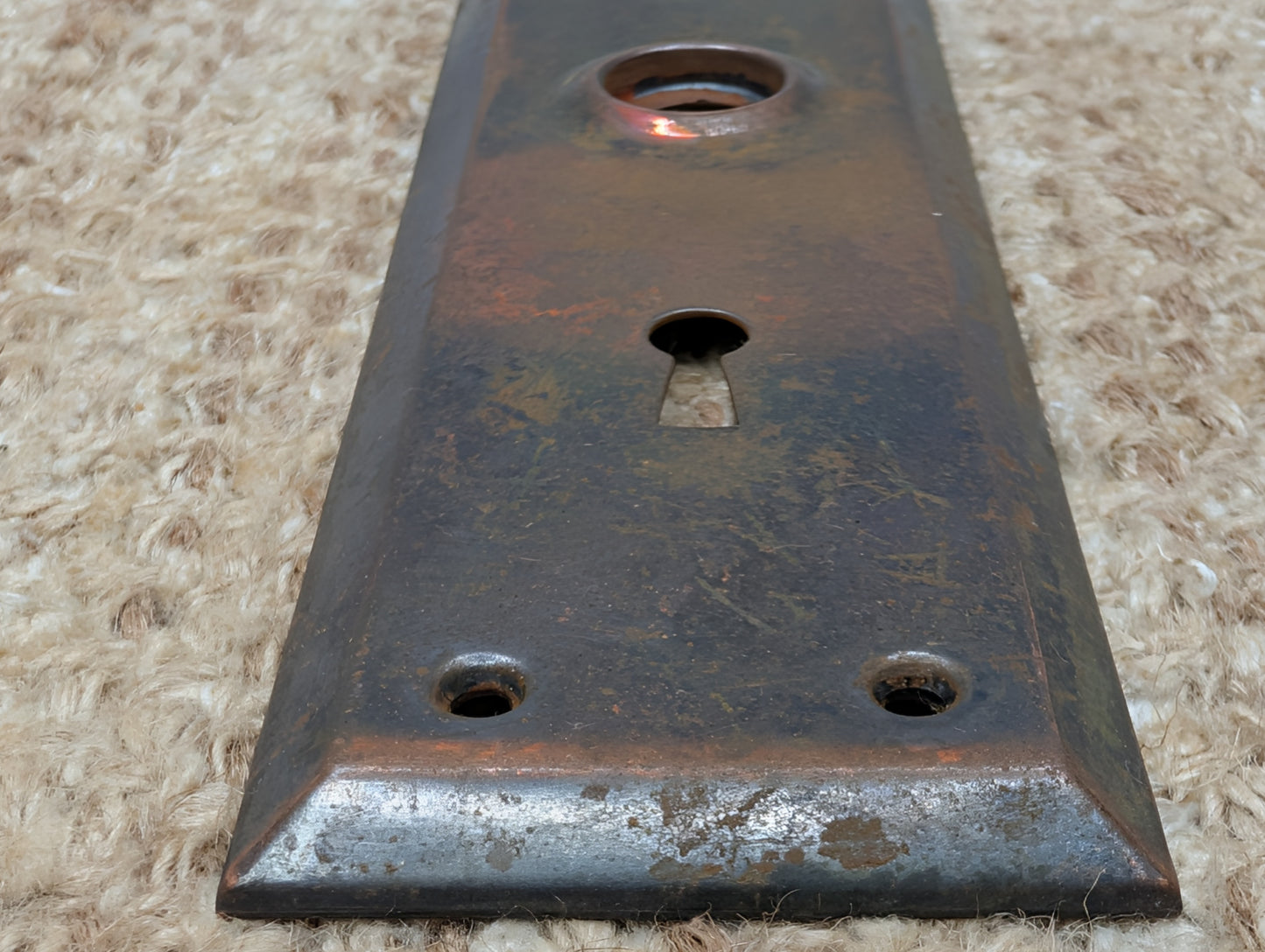 2 1/4" x 7" Antique Steel Door Knob Plate