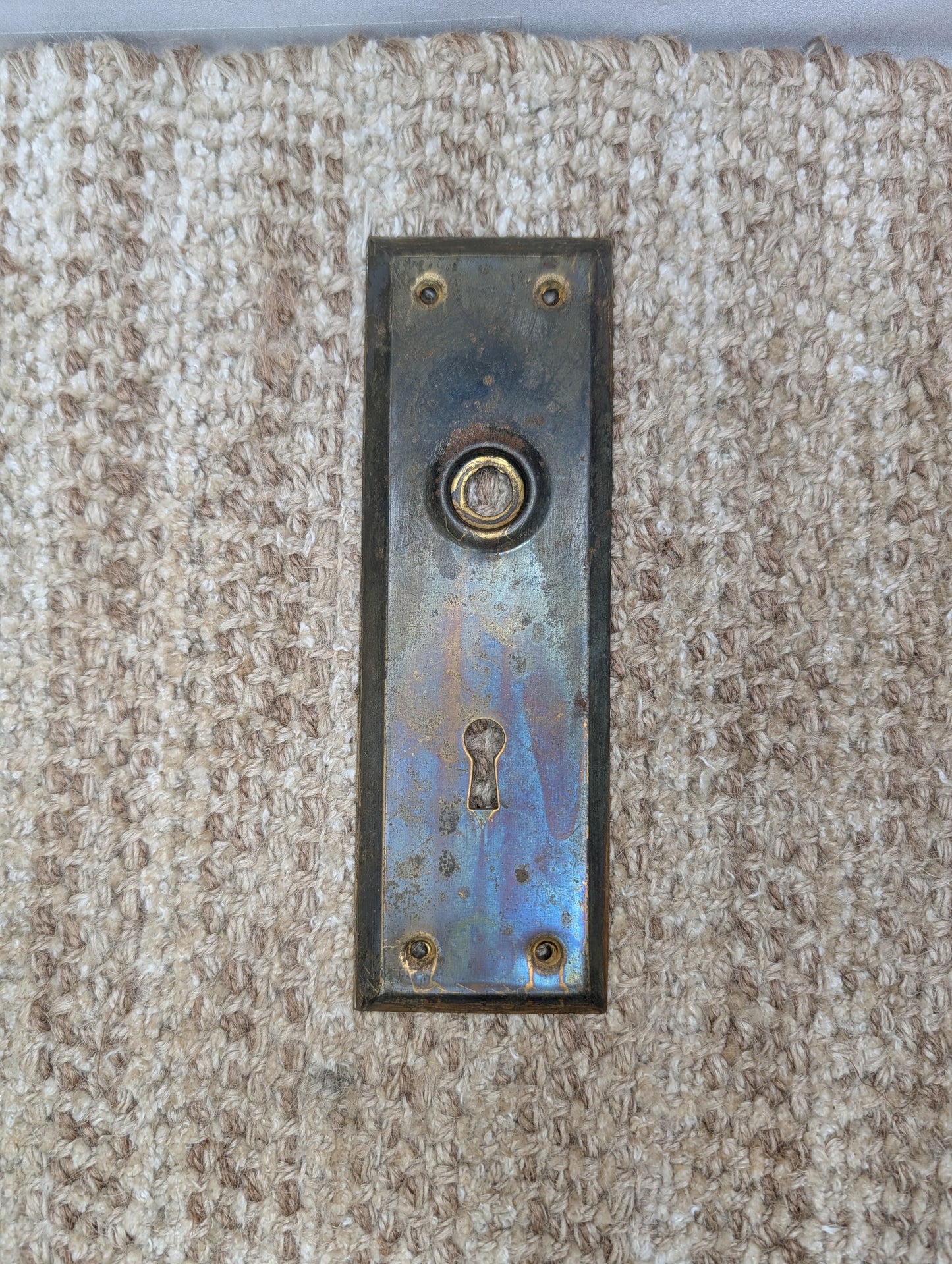 2 1/4" x 7" Antique Steel Door Knob Plate