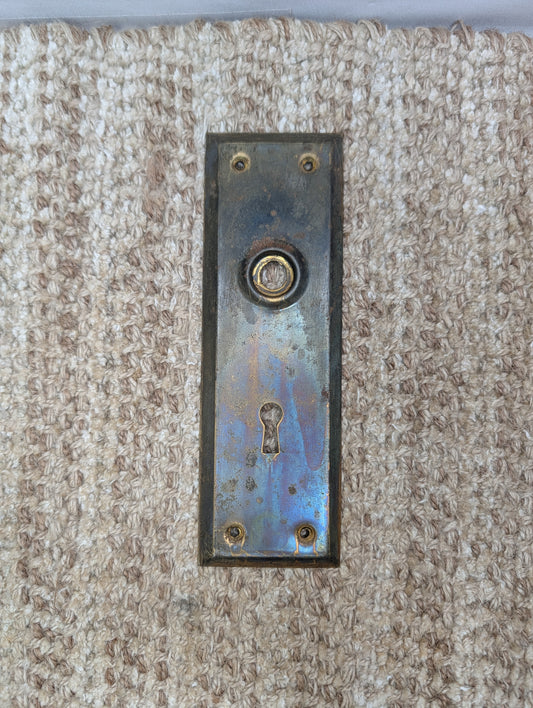 2 1/4" x 7" Antique Steel Door Knob Plate