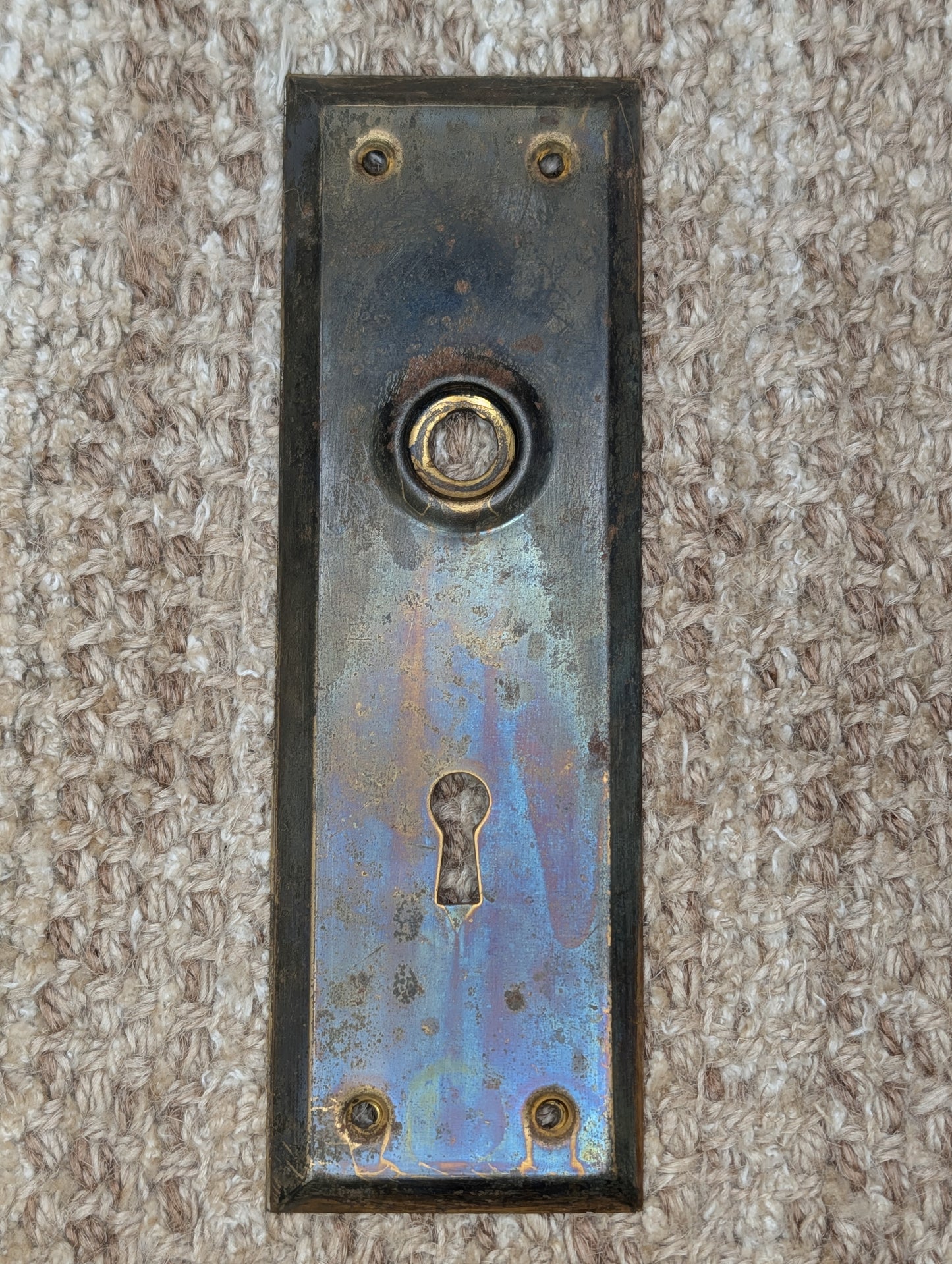 2 1/4" x 7" Antique Steel Door Knob Plate