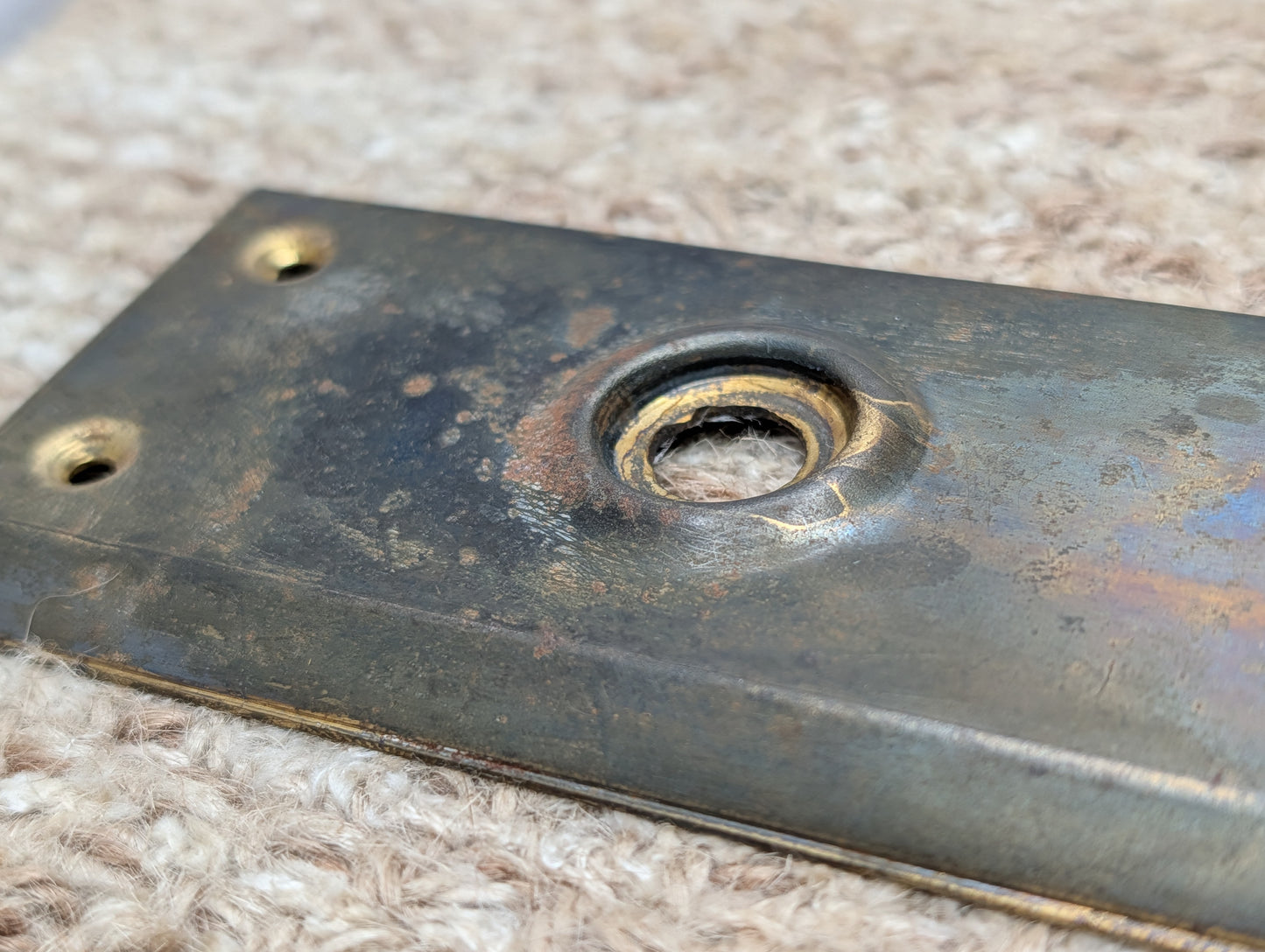 2 1/4" x 7" Antique Steel Door Knob Plate